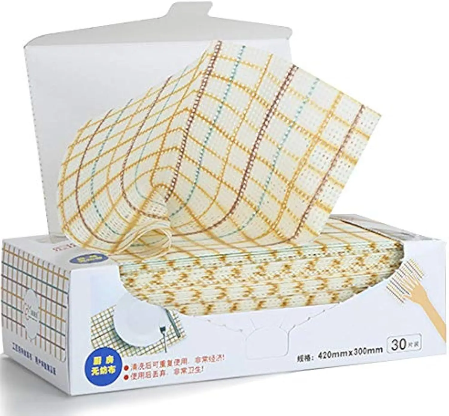 Cleaning Towels Disposable Dish Cloths Nonstick Fiber Cleaning Wipes House Cleaning Cloth Wiping Rags, Absorbent, Dry Quickly, A Box of 30 Pcs Kitchen