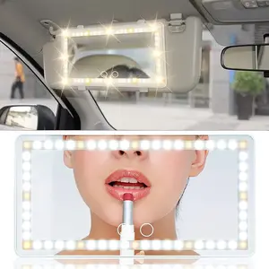 Car Sun Visor Vanity Mirror Rechargeable, 60 LEDs 3 Light Modes Dimmable Clip-on Makeup Mirror, Travel Cosmetic Interior Mirror for Car Daily Use