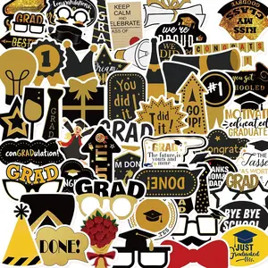 Cool Graduation Stickers for Teens and Adults, Waterproof Vinyl Decals for Party Decor, 50pcs Labels for Water Bottles and Laptops