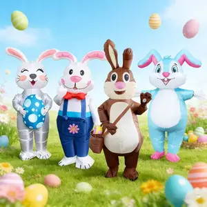 New Easter Bunny Inflatable Party Costume Stage Performance Egg Rabbit Backpack Rabbit Puppet Suit Lightweight Durable for Holiday Celebrations
