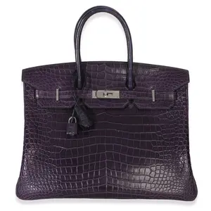 Pre-owned HERMÈS exotic Shoulder Bags NYZ154203 Amethyst Matte Niloticus Crocodile Birkin 35 PHW