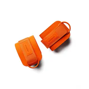 UPPPER Ankle Straps Neon Orange - For Cable Machines, Kickbacks & Glute Workouts, Padded, Hook-and-Loop, D-Rings (Pair)