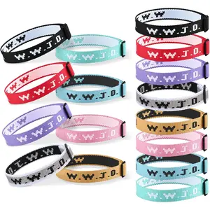 16/24Pcs WWJD Bracelet Set 8 Colors, Webbing Inspirational Bracelets, What Would  Do Wristband fo Church, School