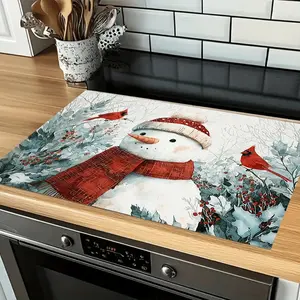 Christmas Snowman Pattern Silica Gel Oven Mat, Easy Clean Kitchen Decor Essential, Festive Atmosphere, Safe & Healthy Material