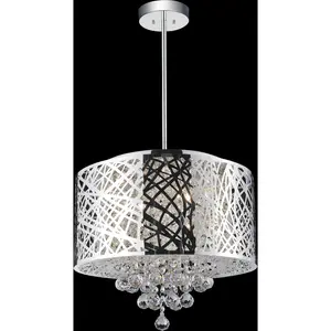 CWI Lighting Eternity 6 Light 16 inch Chrome Drum Shade Chandelier Ceiling Light 5008P16ST-R