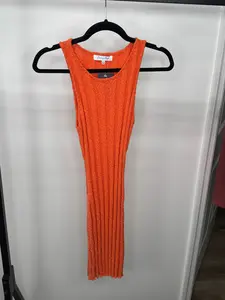 High Neck Fitted Dress- Orange