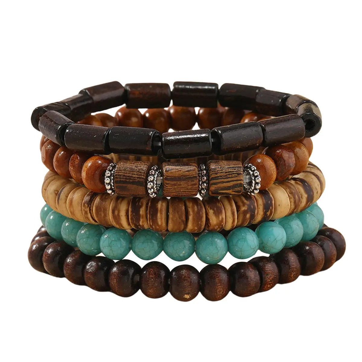 5 piece set of wooden beads