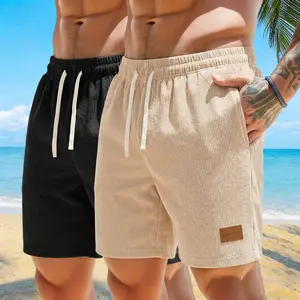 2-pack men’s lightweight, breathable corduroy athletic shorts—comfortable, skin-friendly running shorts suitable for summer workouts, exercise, running, the beach, and casual home wear. run sport solid color work short loose fit men drawstring waist short