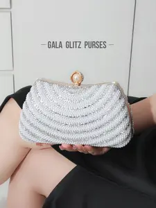 Elegant Pearl Rhinestone Handbag, Evening Party Wedding Bag, Sparkling Chain Design, Luxury Women's Clutch, Perfect for Special Occasions