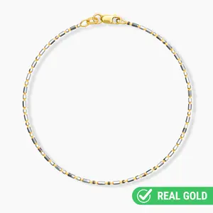14K TWO TONED GOLD ROMY BEADED BRACELET