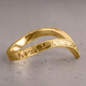 Floral Spiral V Shape Ring for Women – Adjustable Open Band Statement Ring, Minimalist Decorative Jewelry