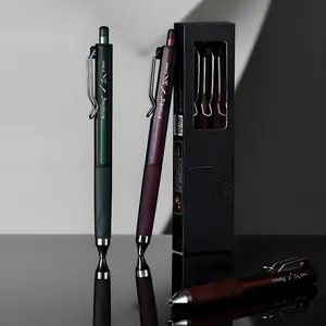 3 Low Center Gravity Retractable Black Gel Pens - Dark Tones, Soft Protective Sleeves, Callus-Preventing Comfortable Grip, Smooth Smudge-Proof Quick-Drying Writing, Large Capacity for DIY Use (Office Stationery Writing Tool)