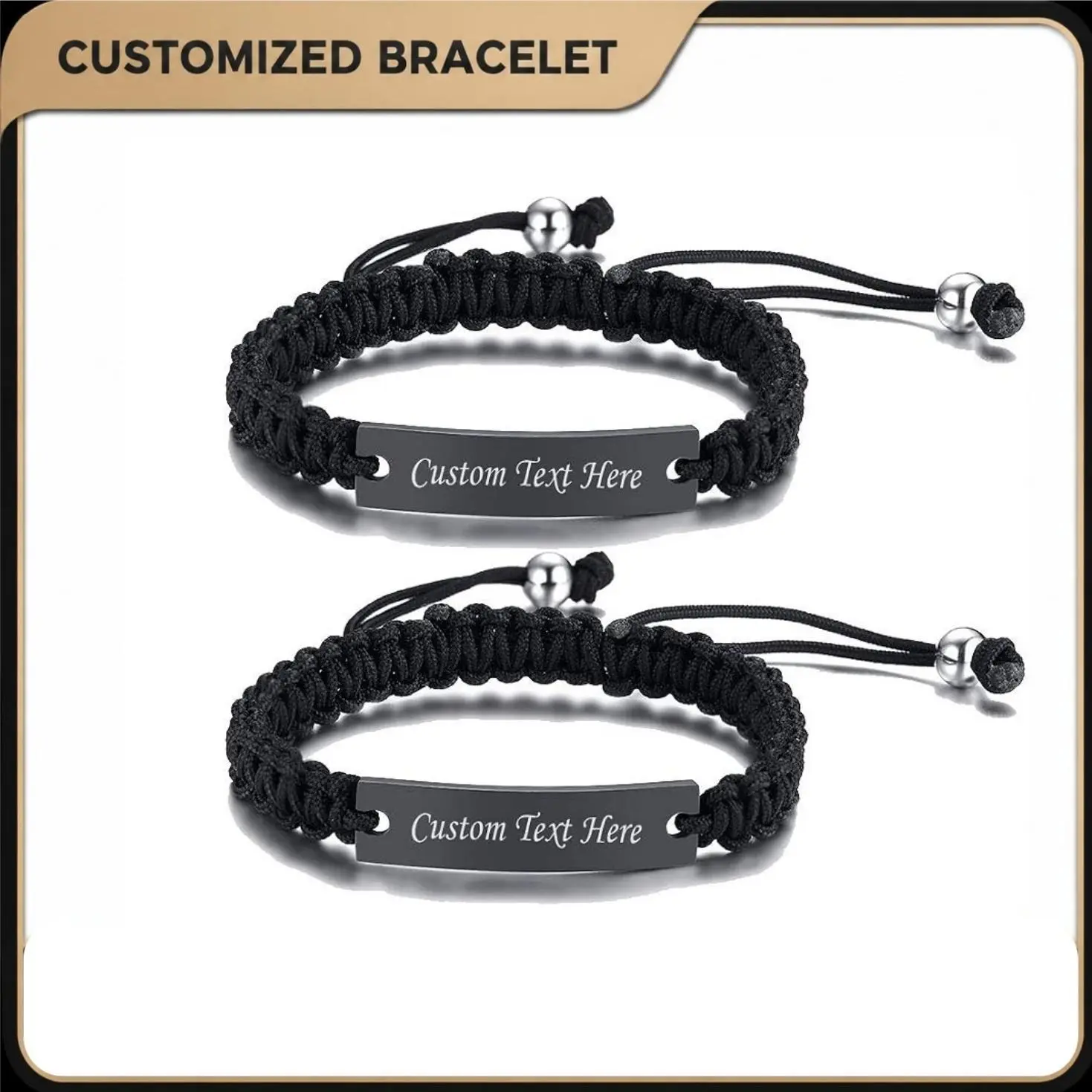 Name Quote Personalized Bracelets for Men Women Custom Customize Friendship Couple Bridesmaid Gift Jewelry Handmade Braided Rope Bracelet Anniversary Christmas Gift,Set of 2,3,4,5