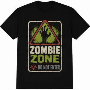 Zombie Zone T-Shirt – Do Not Enter Tee for Men Women, Horror Graphic T-Shirt, Apocalyptic Streetwear, Halloween Costume, Spooky Top