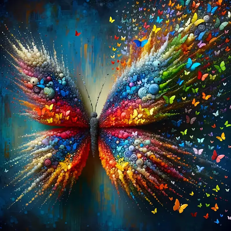DIY 5D Diamond Painting Kit with Colorful Exploding Butterfly Design, Full Drill Mosaic Craft Art for Home Wall Decor Gift