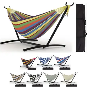 2 Person Hammocks with Stand for Outside, Double Hammocks Portable Space Saving Heavy-Duty Steel Stand for Indoor Outdoor Patio with Carrying Bag, 450 lbs Capacity