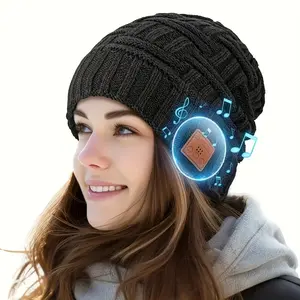 1pc Wireless Headphone Beanie Hat, Rechargeable Lithium Polymer Battery, Type-C Charging, Volume Control, Novelty Head Mounted Music Accessory, Christmas Gift for Men and Women