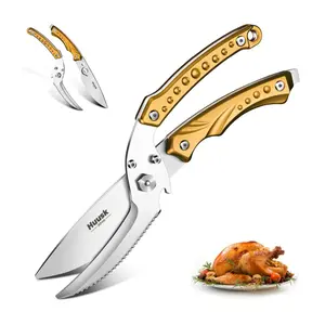 ROCOCO Kitchen Shears Heavy Duty Detachable Meat Scissors for Chicken Turkey and Bone Poultry Shears Ultra Sharp with Serrated Edge All Purpose Cooking Scissors Golden Stainless Steel Blade