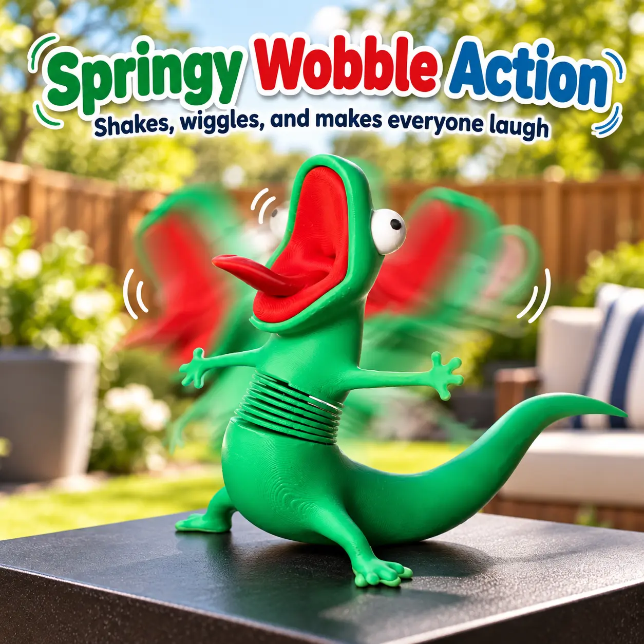 Cute Lizard Spring‑Loaded Wobble Figurine, Fun Vibrating Ornament for Motorcycle Handlebar, Desktop Tabletop Stress‑Relief Decor for Home & Office