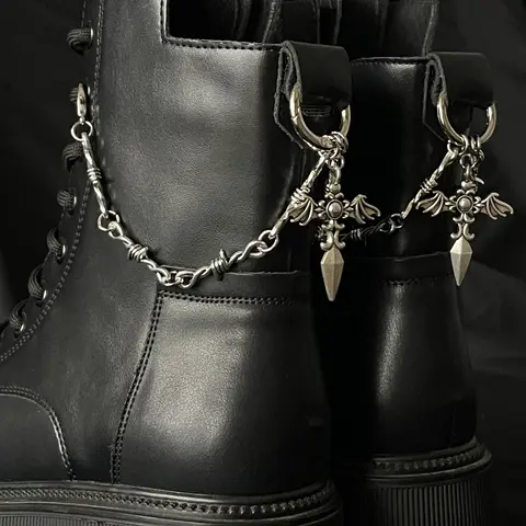 Punk Style Thorn & Sword Design Chain Charms, DIY Shoes Decorations for Women & Men, Shoes Accessories for Daily Use, Shoe Decor Accessory, Easy Attachment, Footwear, Gender Neutral, Shoe Charms For Sneakers, Shoe Charm Set, Shoe Embellishment Set