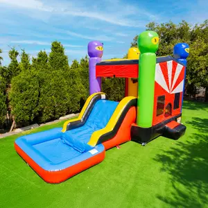 Ninja Warrior Bounce House Water Slide with Pool Combo