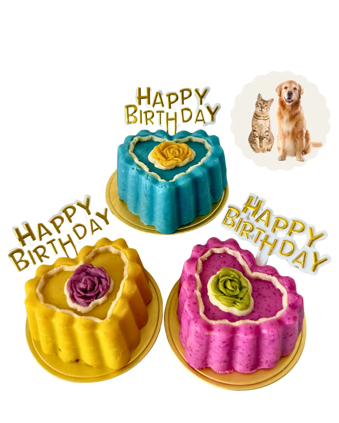 Meat-filled Soft Pet Gourmet Birthday Cake, Gotcha, Celebration - Superfood Colored (Dye-Free, Shelf-Stable) Cat & Dog