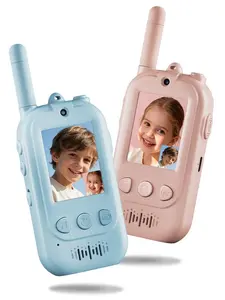 Video Walkie Talkies Kids 2-Pack Rechargeable Blue Pink Video Intercom Toys for Girls Boys Camping Hiking Family Games Christmas Holiday Gifts
