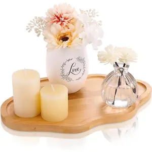 Wood Decorative Serving Tray for Candles Perfume Cloud Jewelry Tray Trinket Dish Wooden Trays for Coffee Table Home Decor