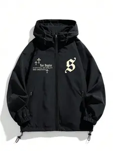 Men's Loose Fit Long Sleeve Hoodie, Pocket Letter Print Design, Hoodie Letter Logo, Outdoor Casual Wear, Durable Comfort, All Seasons