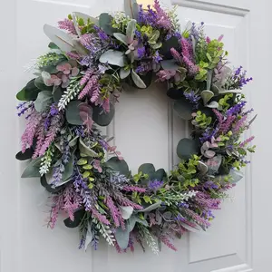 American Eucalyptus Door Ring, Simple Farmhouse Style Flower Wreath Decor, Boho Style Decoration, Home Entrance Wall Hanging, All-Season Evergreen Door Decoration, Mixed Floral Wreath