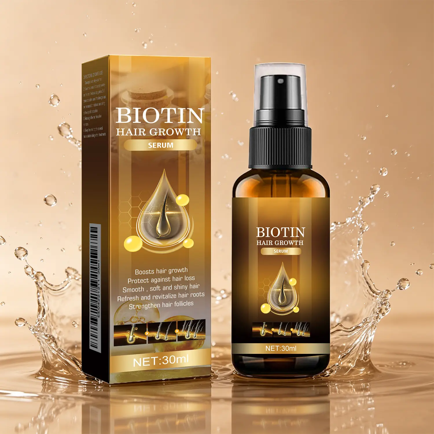 Biotin Hair Care Spray for Scalp and Hair Root Moisturizing Hair Spray Lightweight Hair Strengthening Care for Smooth Shiny Healthy Looking Hair Daily Use
