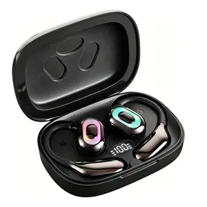 Open Ear Earbuds Support 169 languages No Subscription,Over Ear Earbuds with Earhook,Bluetooth Headphones 5.4 with Smart Digital Display,45H Playtime,IPX6 Waterproof,Touch Control Operate Fit Cycling,Running,Workout with LED Safety Light