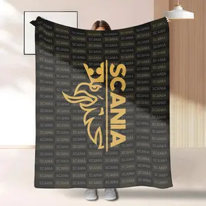Scania Logo Pattern Flannel Blanket, Soft Comfortable Throw Blanket, Cool Bedroom Bedding Blankets, Warm Napping Blanket for Home Office Travel, Plaid Pattern Blanket