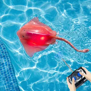 Summervibes Remote Control Stingray Toy for Pool, Realistic RC Fish with Light, Waterproof Swimming Robot Toy, 2.4GHz Remote Control Marine Animal for Kids, Pool & Bathtub Play