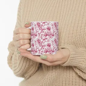 [Sale off up to 50%] Cavapoo French Pink Toile de Jouy Mug, Cavapoo Gift, Cavapoo lover gift, dog toile mug, Cavapoo Mom, 11oz & 15oz ceramic mug