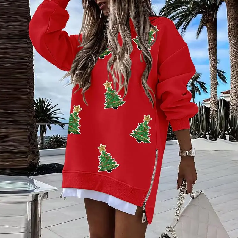 ChicMe 2026 Women's Christmas Tree Pattern Casual Dress/Christmas Tree Pattern Casual Pullover Side Zipper Slit Pullover Sweatshirt - TikTok Shop ChicMe 2026 Women's Christmas Tree Pattern Casual Dress/Christmas Tree Pattern Casual Pullover Side Zipper Slit Pullover Sweatshirt - TikTok Shop