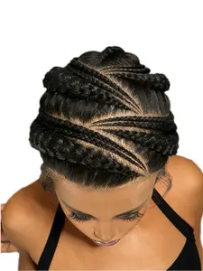Cornrow Braided Updo Bun Wig Style Natural Looking Synthetic Full Lace Braid Wig Lightweight Party & Daily Wear for Women #summervibes #TikTokShopStockUp