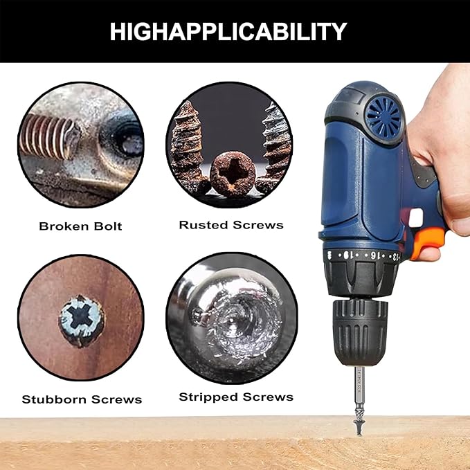 6 Pcs Screw Extractor Set for Stripped & Broken Bolts, Professional Damaged Screw Remover Kit with Storage Case, Hardened Steel Easy-Out Tool with Hex Shank Non-Slip Design, 2-Step Drill & Remove for DIY Automotive Plumbing Mechanical Repair