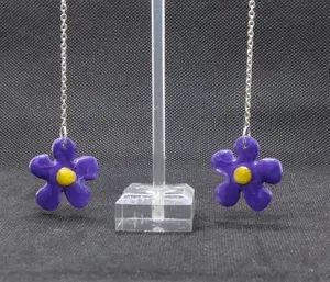 Purple Resin Springtime Flower Resin Dangle Earrings