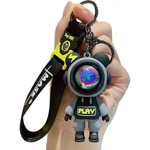 YOU WIZV Astronaut Keychain, Cute Kawaii Anime Cool Keychains for Backpacks, Space Keychains with Sunset Light for Women Men