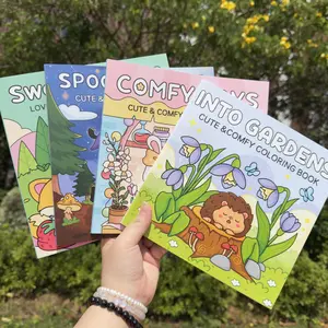 Cartoon Pattern Coloring Book, 2/4pcs/set Simple Coloring Book, DIY Painting Supplies for Adults & Teenager, Suitable for Daily Leisure