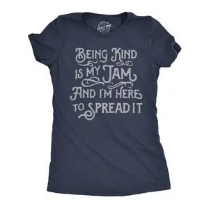 Womens Funny T Shirts Being Kind Is My Jam and Im Here to Spread It Sarcastic Tee for Ladies Funny Womens T Shirts Cute Vintage Fashion Casual Ladies T-Shirt Gift Funny Motivational Top Women's Novelty Tees Navy -