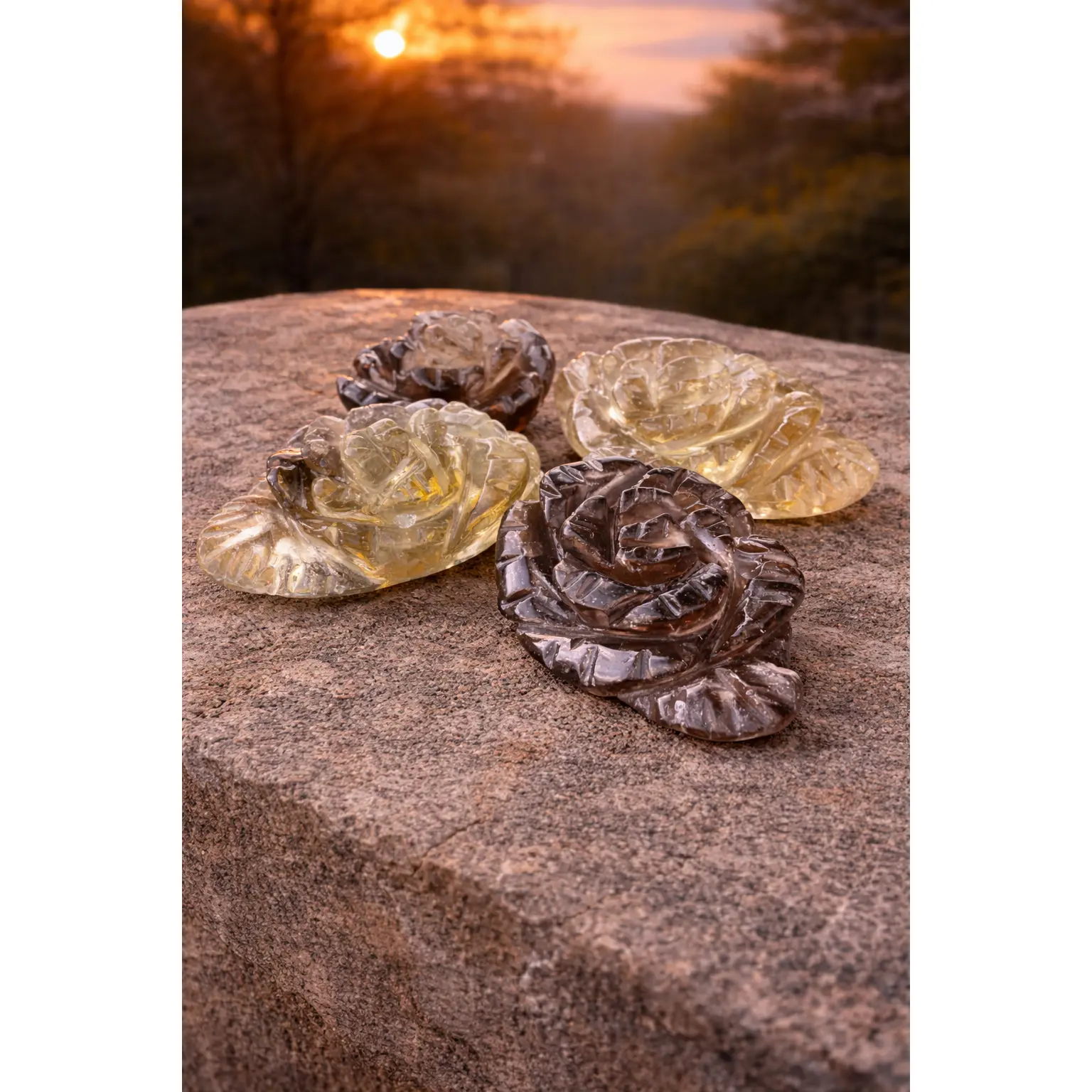 Natural Smoky Citrine Crystal Energy Flowers, Natural Crystals Decorative Jewelry Accessory