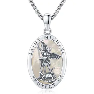 St Michael/St Christoper/St Sebastian/Guadalupe/Guardian Angel/Santa Muerte/Jude/Joseph Pendant Necklace for Men Women 925 Sterling Silver Catholic Religious Protector Amulets Necklaces