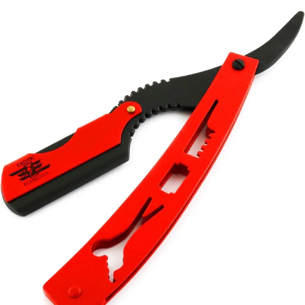 Barbershop Shaving Straight Edge Razor Stainless Steel, Mustache, Beard, Eyebrows Red and Black