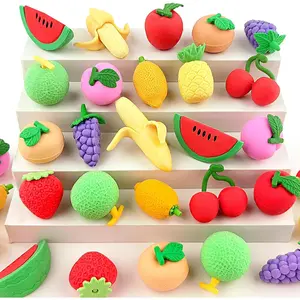 30 pcs Fruit Erasers for Kids Desk Pet Classroom Prizes,3D Take Apart Pencil Erasers Cute Puzzle Erasers for Kids Class Treasure Box,Game Rewards,Party Favors