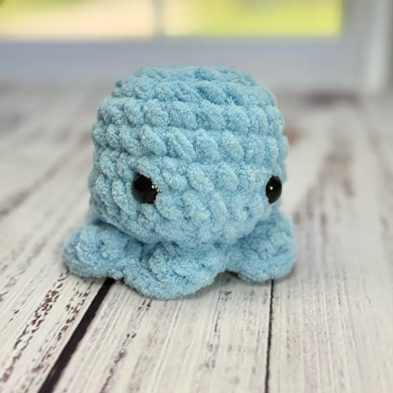 Handmade Light Blue Crochet Octopus Amigurumi Decor