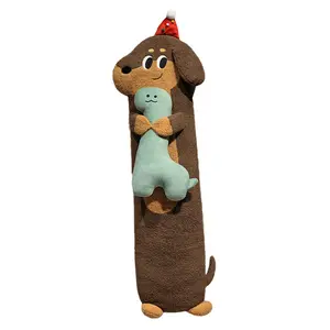 Long Pillow for Holding Baby Dachshund Dog Children's Sleeping Plush Toy Puppy Bed Pillow Soft Cozy Design Adorable Dachshund Dog Design