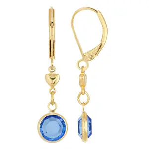 Channel Crystal And Heart Dangle Earrings
