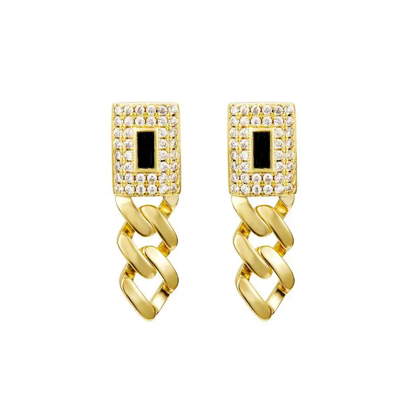 Mother's Day gift Unisex 4mm Cuban Link lcedOut CZ Earrings Stainless Steel Miami EarromgHip Hop Jewelry Stainless Steel Jewelry Hip Hop Rap Punk Style Titanium Steel Fashion Accessories Birthday Party Daily Decoration Fashion Women Valentine's Day Gift